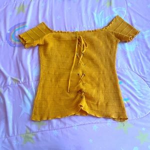 Off the shoulders yellow top